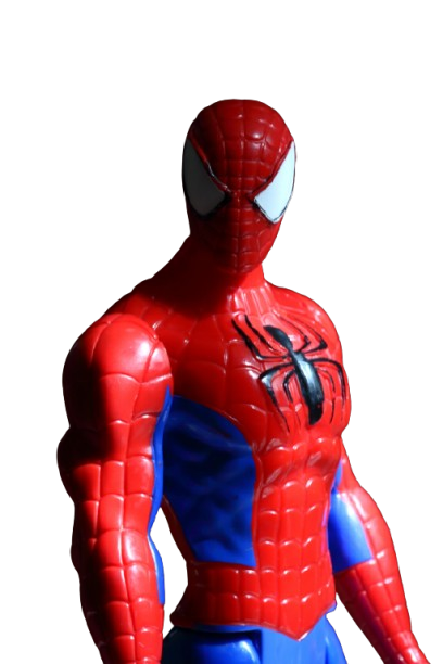 Spider-Man collectible action figure in a classic red and blue suit with a transparent background.